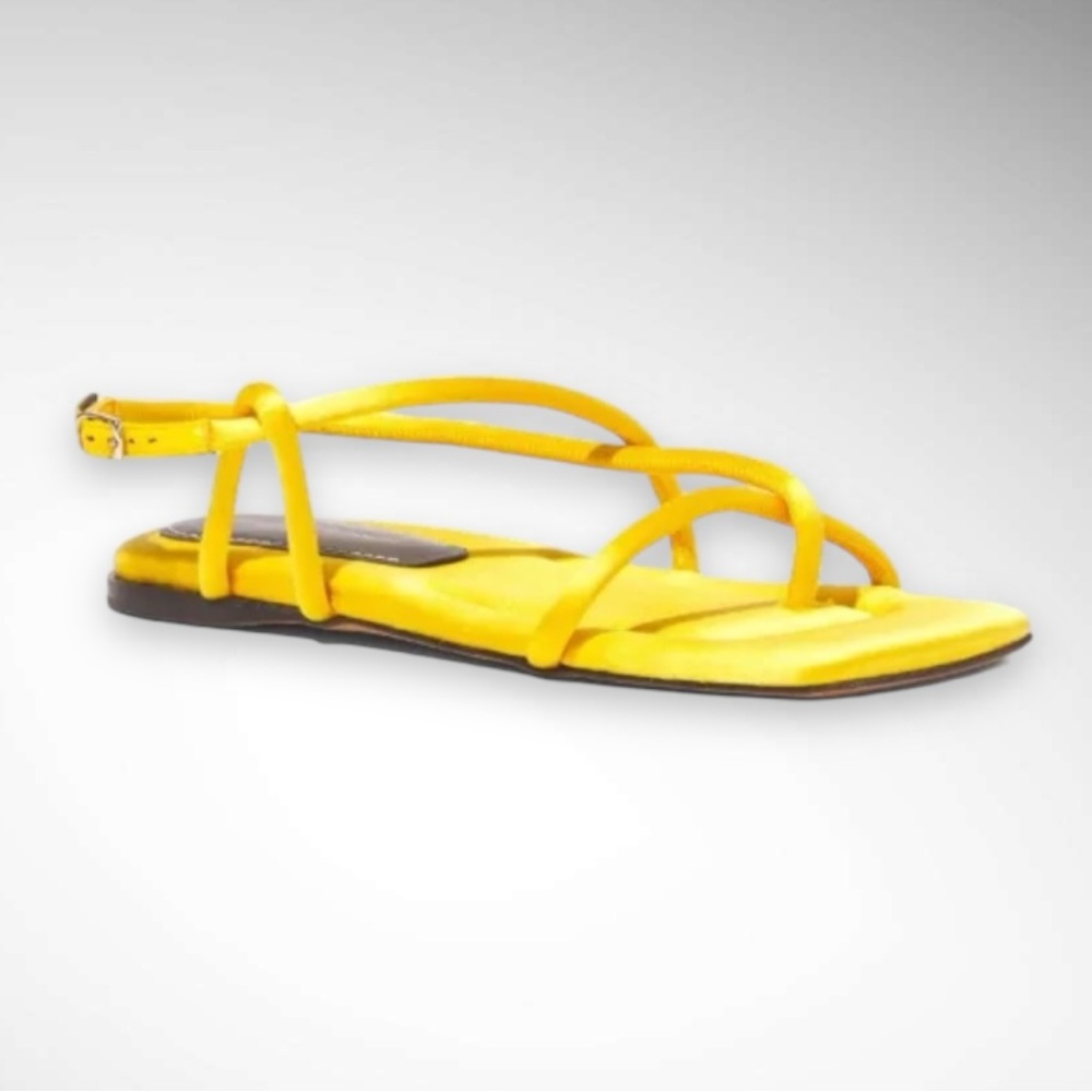 PROENZA SCHOULER‎ Canary Yellow Square Open-Toe Strappy Sandals Size 6.5 | EUC